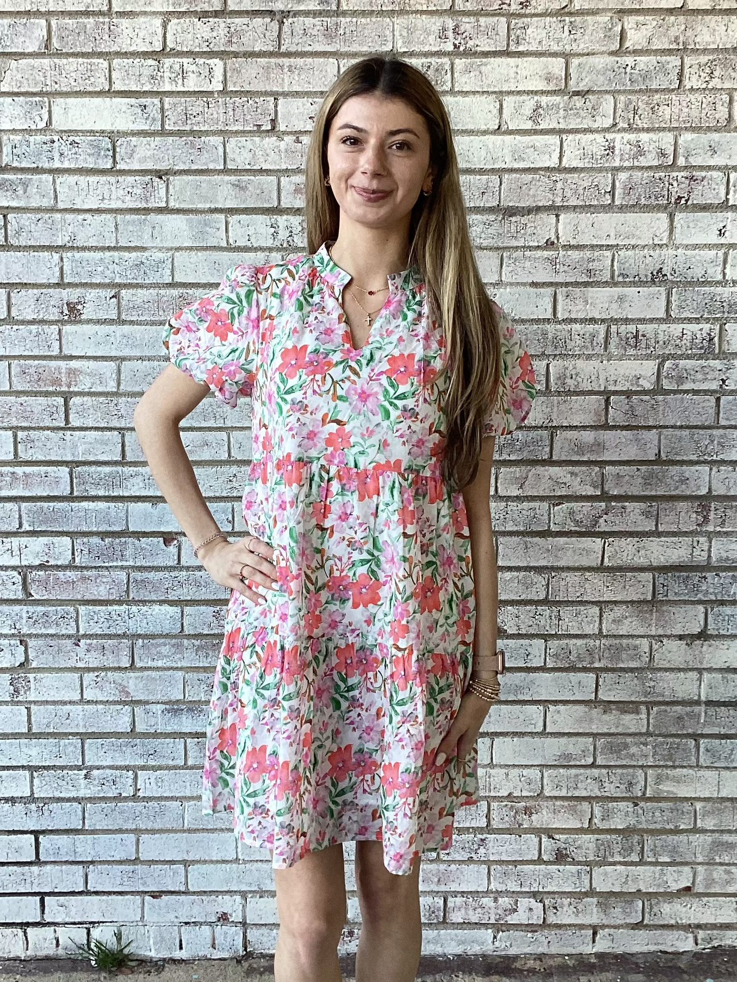 9467E Grace & Emma Water Color Floral Dress