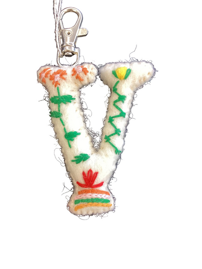 ME190227 Ganz Stitched Pattern Monogram Key Fobs 0