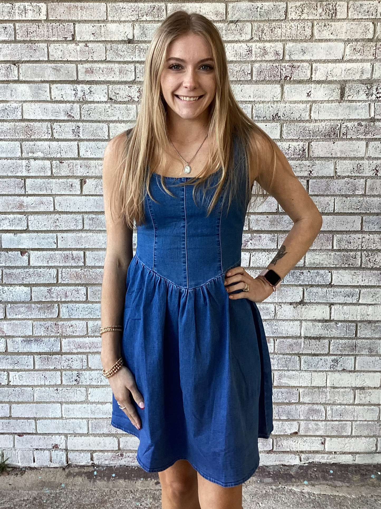 PP-0126-DRS-BBYBLU-BOW-DNM Simply Southern Denim Dress