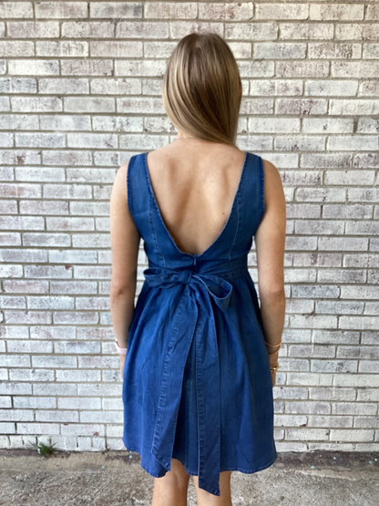 PP-0126-DRS-BBYBLU-BOW-DNM Simply Southern Denim Dress