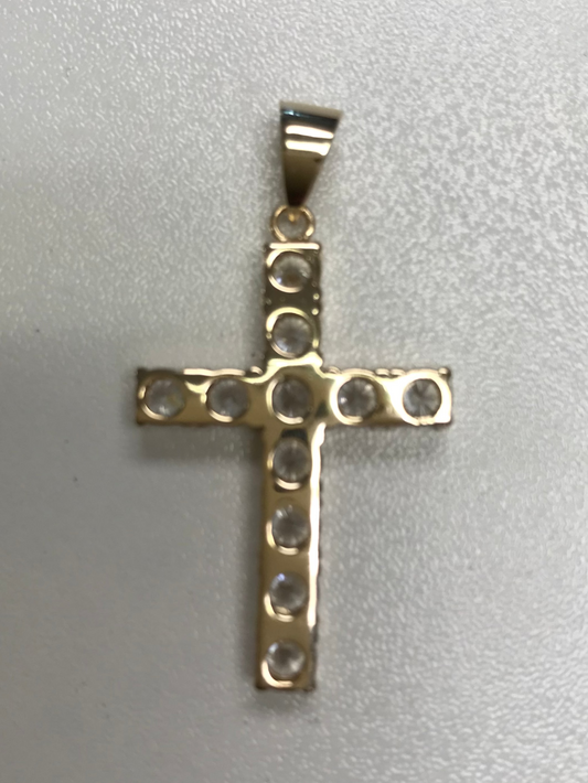 Gold Plated Sterling Silver CZ Cross Pendant