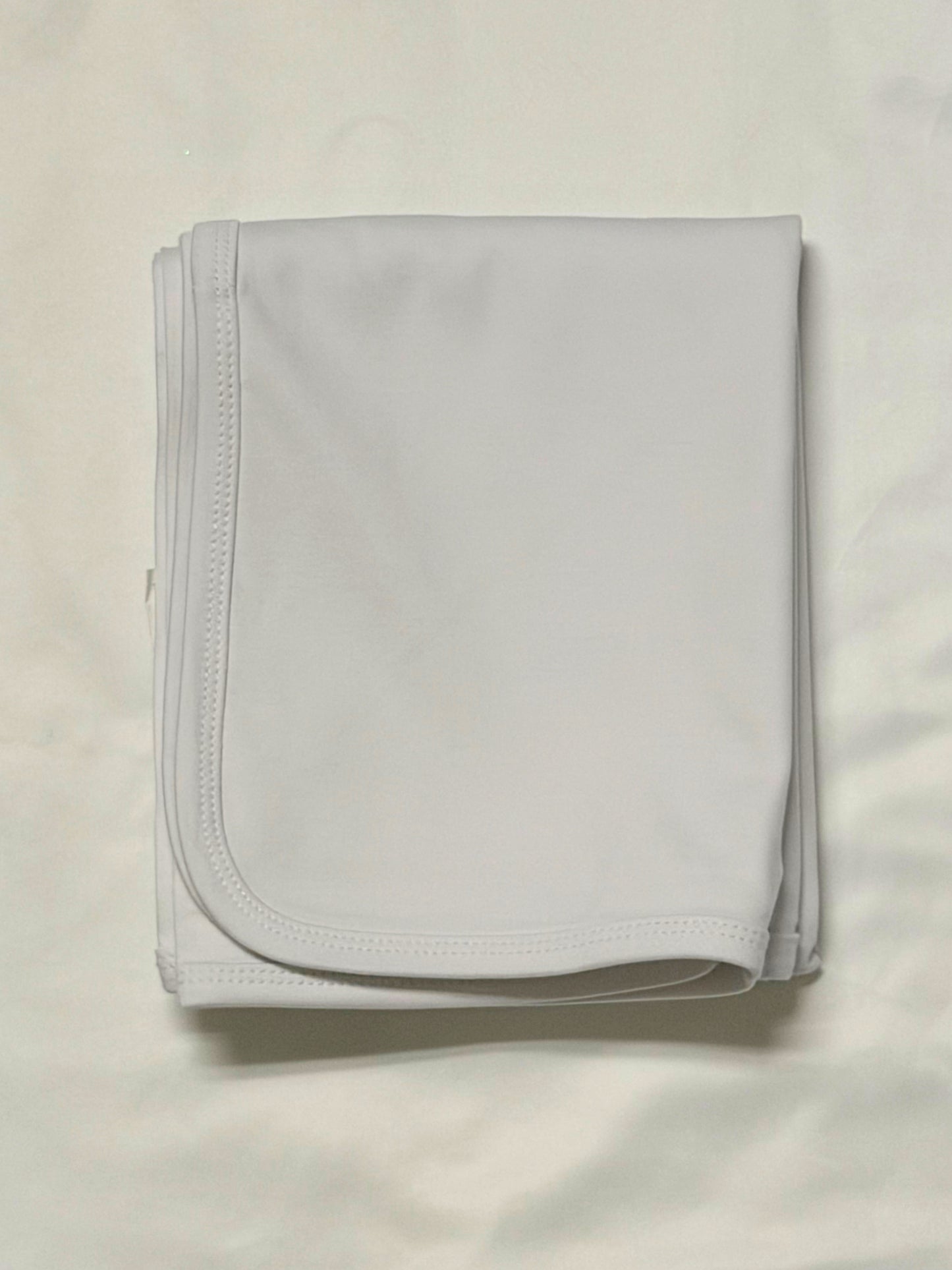 Baby Receiving Blanket White with White Trim