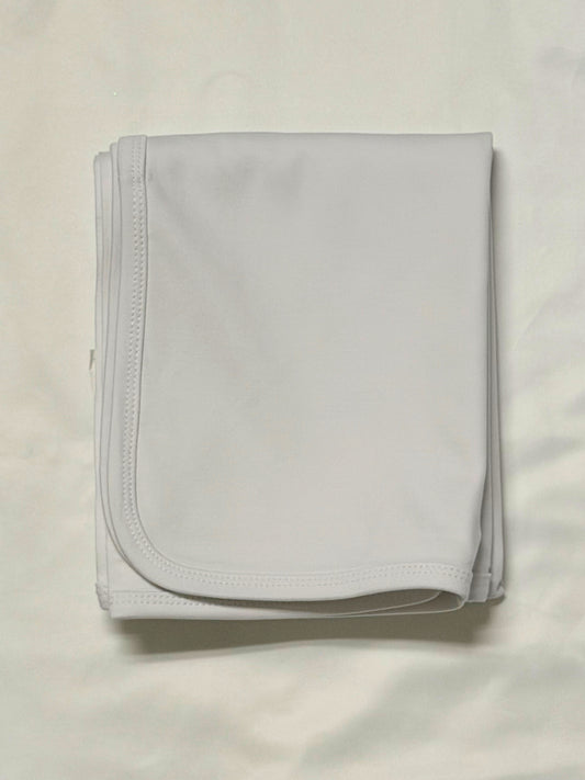 Baby Receiving Blanket White with White Trim