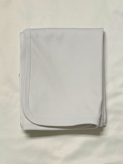 Baby Receiving Blanket White with White Trim