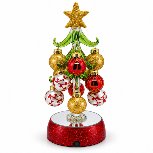 EX29028 Ganz Light Up Christmas Tree includes 12 Ornaments Glass 0