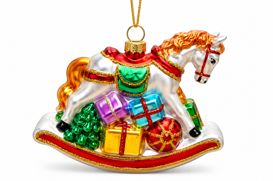 MX197980 Ganz Rocking Horse Presents Ornament Glass 0