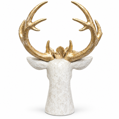 MX204212 Ganz Deer Bust with Flower Crown Statue Resin Gold/Ivory 0