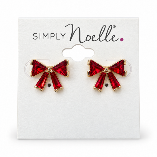 FEAR443 Simply Noelle Holiday Crystal Bow Fashion Earrings 0