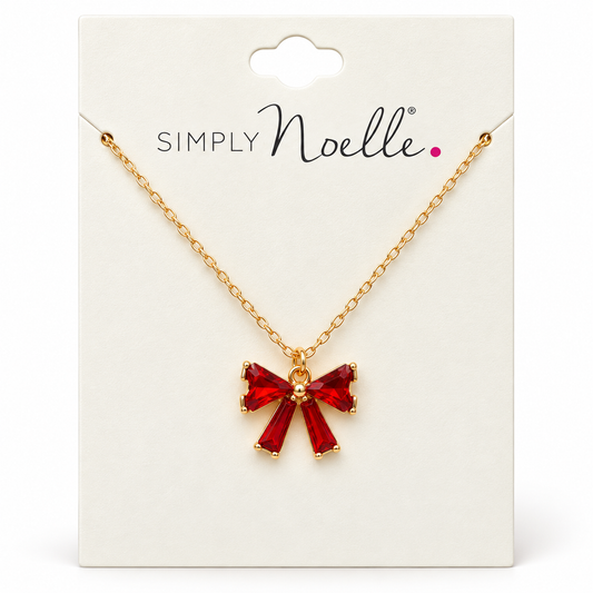 FNECK443 Simply Noelle Holiday Crystal Bow Fashion Necklace Gold Tone 0