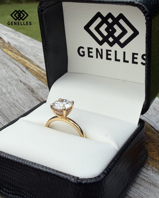 B-R-017847 14K Yellow Gold 2.04CT Lab Grown Round Cut Diamond Solitaire w Hidden Halo 0