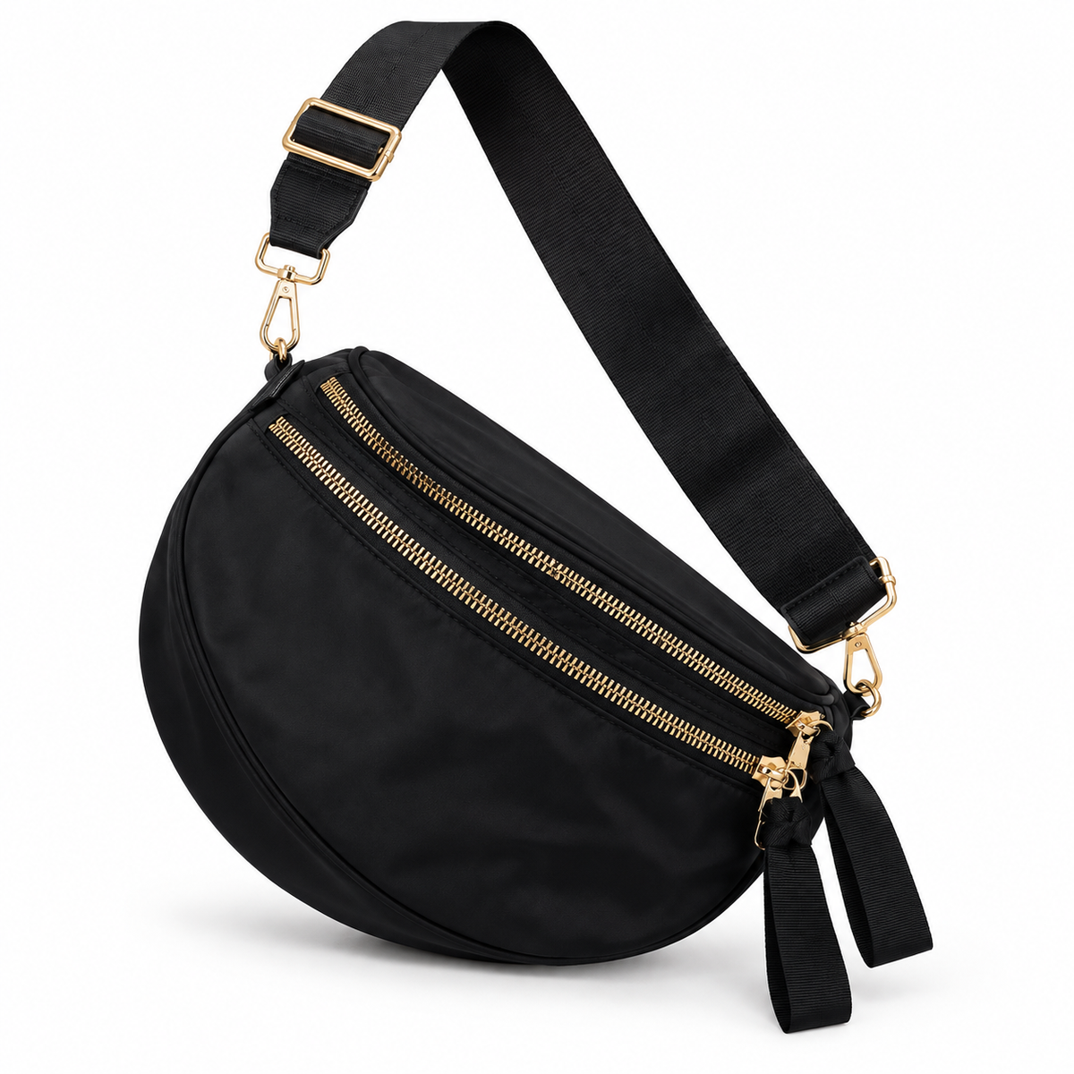 CB1252BK Black Nylon with Gold Hardware Crossover Bag 0