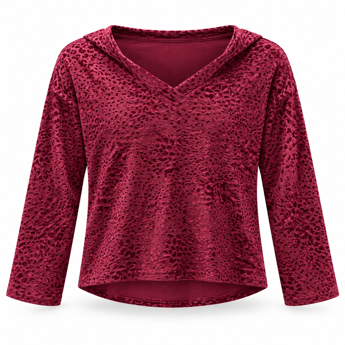 Amanda Blu Women's Wine Leopard Luxe Lounge Long Sleeve Top 0