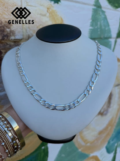 SLFIG200-20 Sterling Silver 7mm Super Light Figaro Chain - 20"