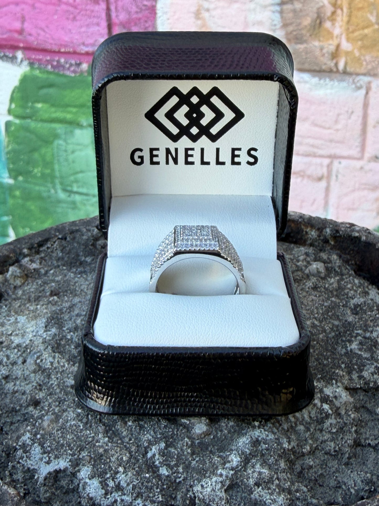 Sterling Silver Men's CZ Rectangle Cluster Ring Size 10 0