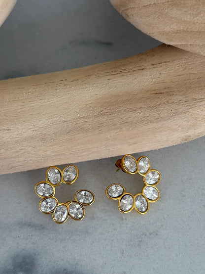 400017 Chansutt Pearls Serena Gold Earrings 18k Gold Plated Stainless Steel Water Resistant Lifetime Warranty