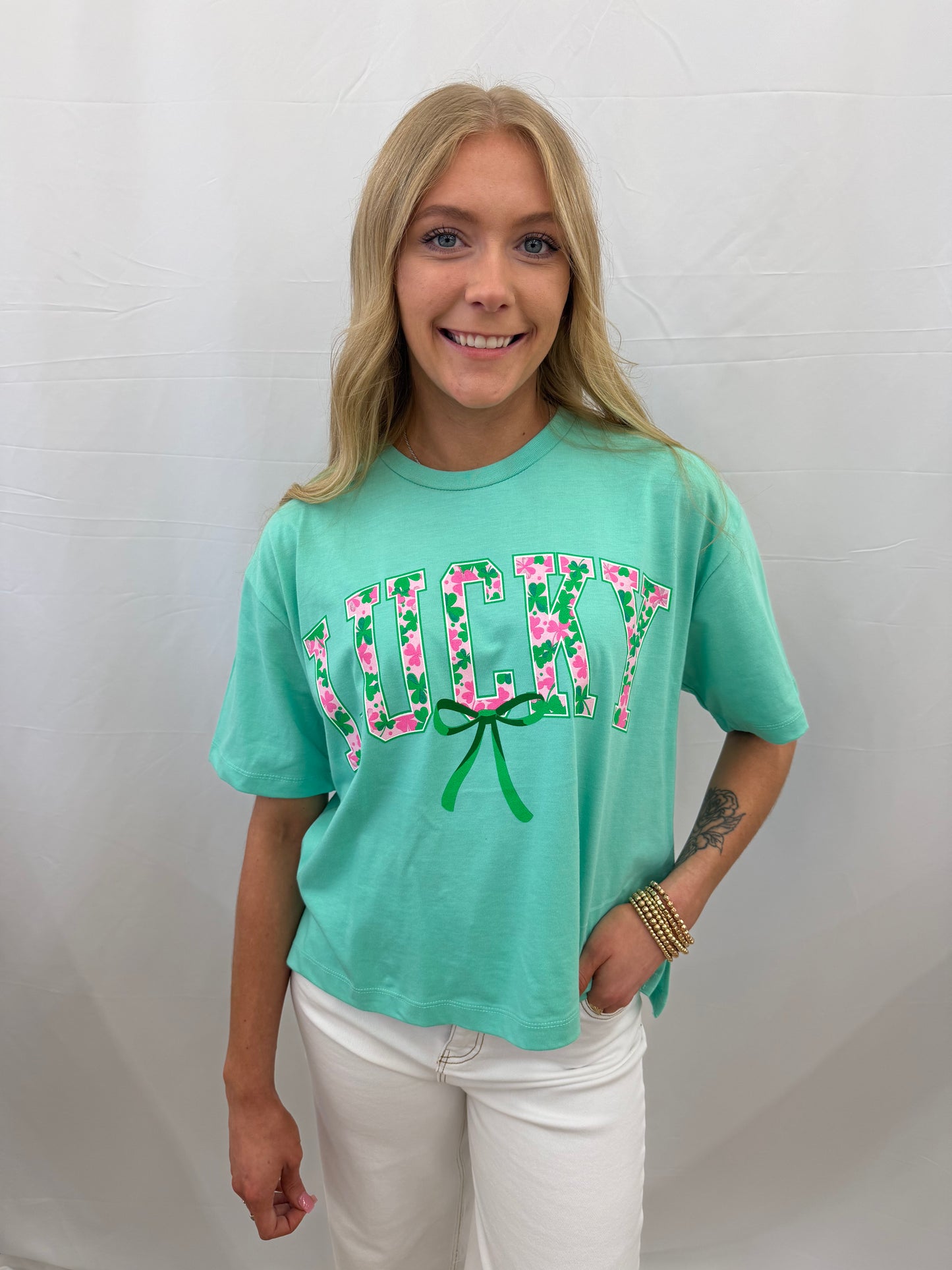 RDG61932AYW Royce Lucky Bow Oversized Top