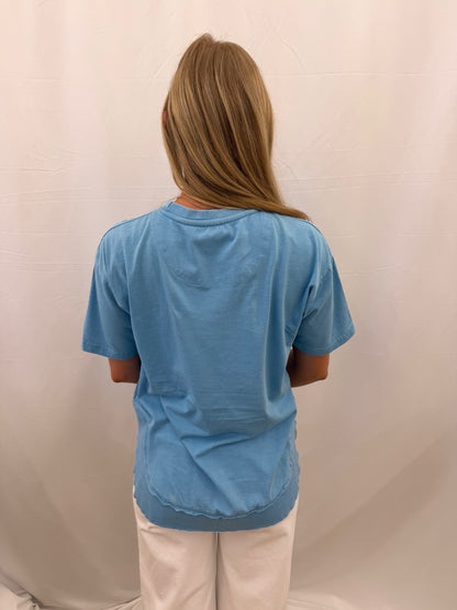 RDG61W11SLD Royce Light Blue Short Sleeve  HiLo Poncho Top