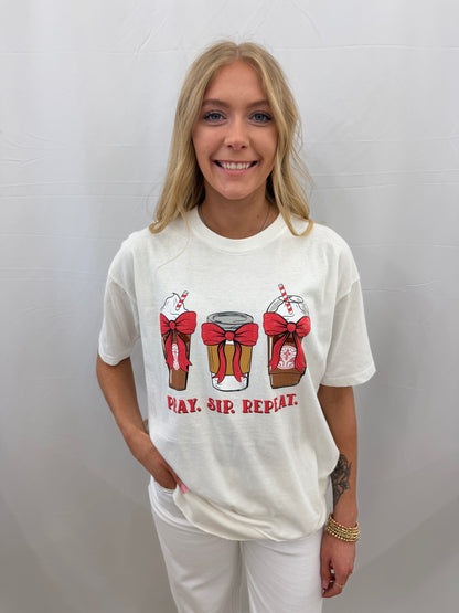 RDG61W11 Royce Pray Sip Repeat Ivory Hi Lo Ivory Hi Lo Poncho Tee