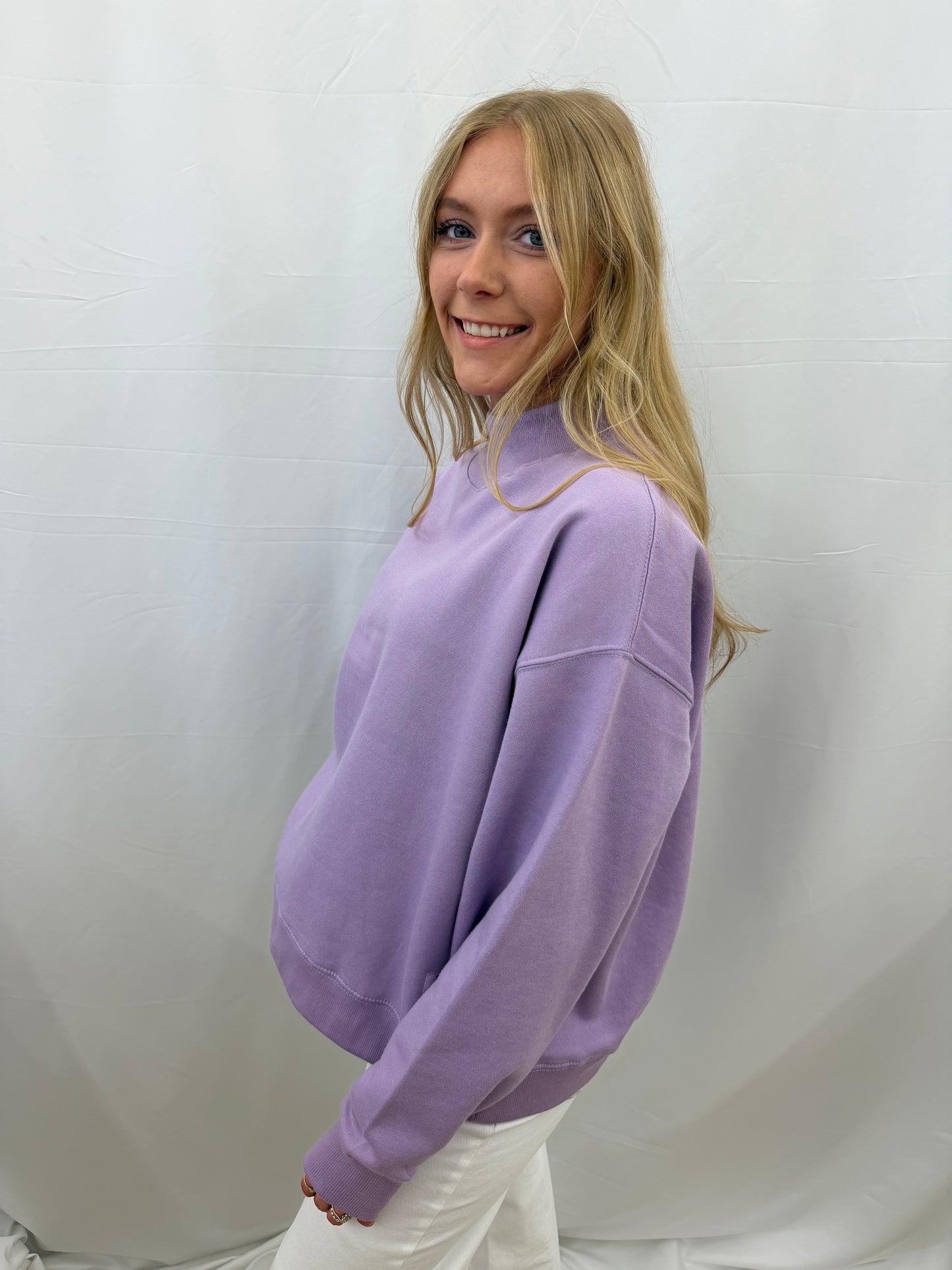 RDG65429SLD Royce "Lingo" Long Sleeved Mock Crew Oversized Lavender