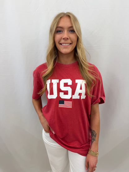 RDG21W00FGU Royce Flag USA Top in Crimson