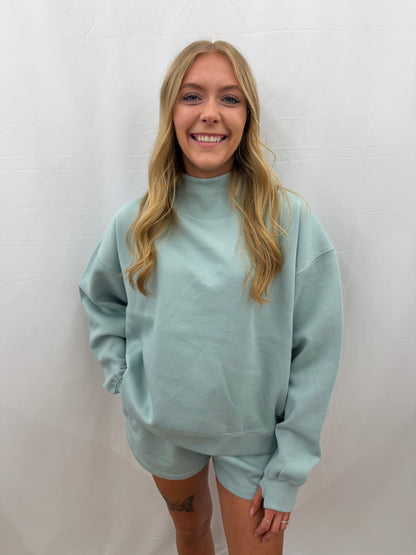 RDG65429SLD Royce "Lingo" Long Sleeve Mock Crew Mist Oversized Fleece