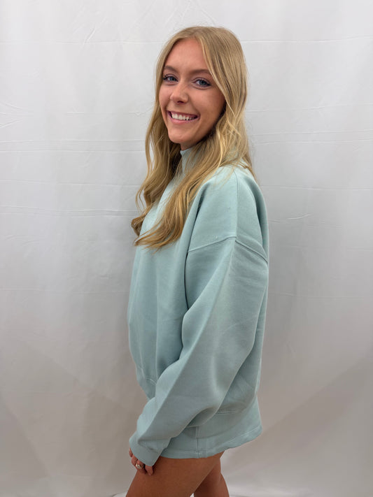 RDG65429SLD Royce "Lingo" Long Sleeve Mock Crew Mist Oversized Fleece