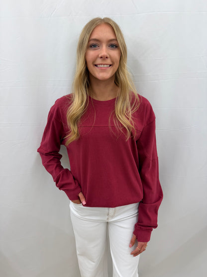 RDG62400SLD Royce Long Sleeve Oversized Stadium Tee Garnet