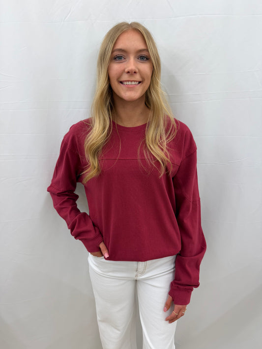 RDG62400SLD Royce Long Sleeve Oversized Stadium Tee Garnet