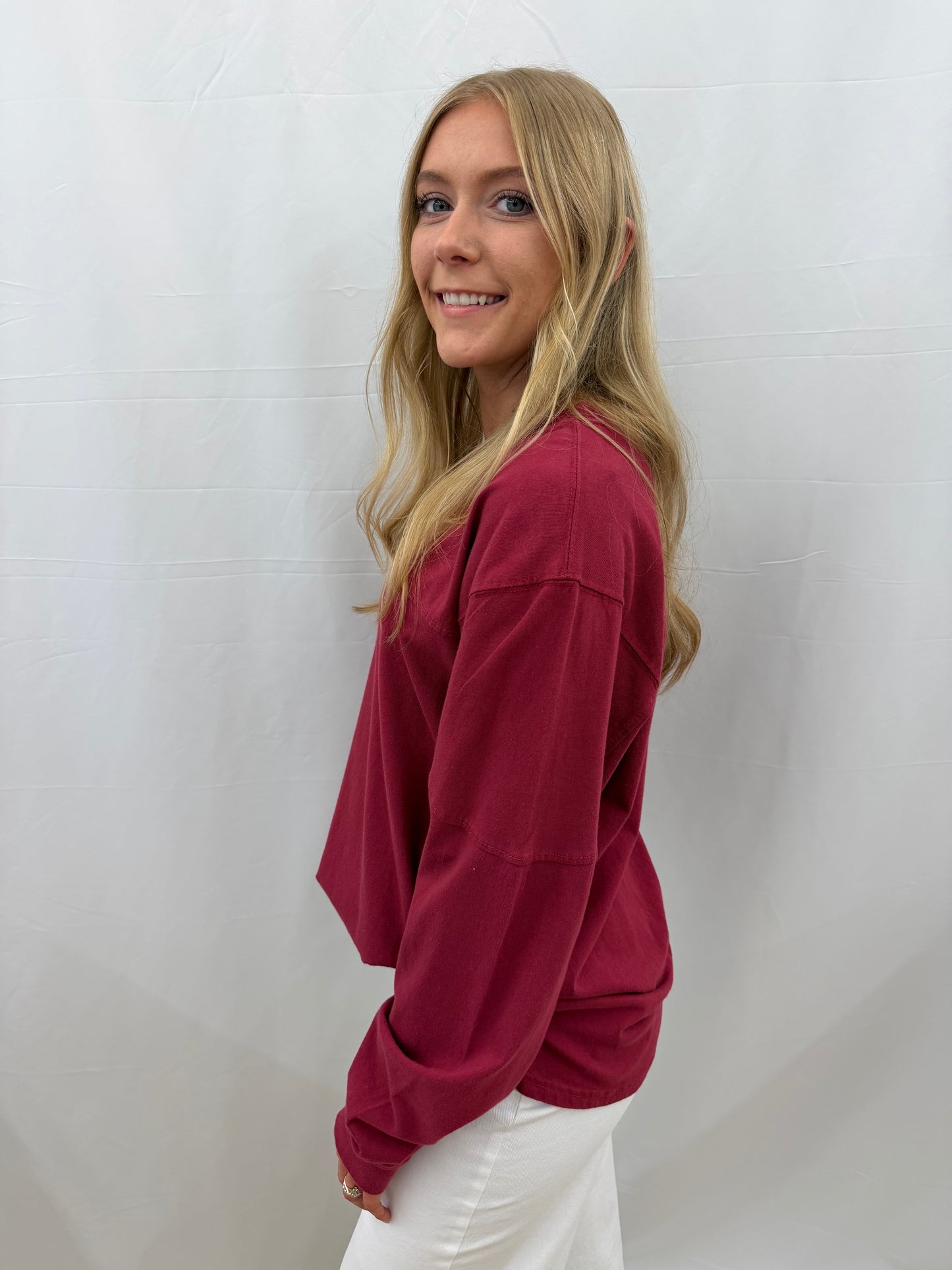 RDG62400SLD Royce Long Sleeve Oversized Stadium Tee Garnet
