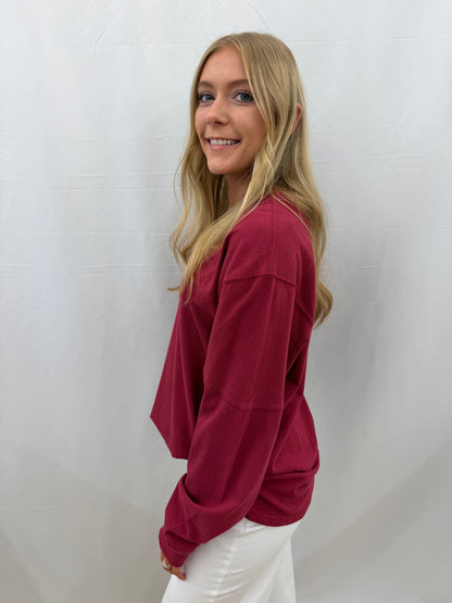 RDG62400SLD Royce Long Sleeve Oversized Stadium Tee Garnet
