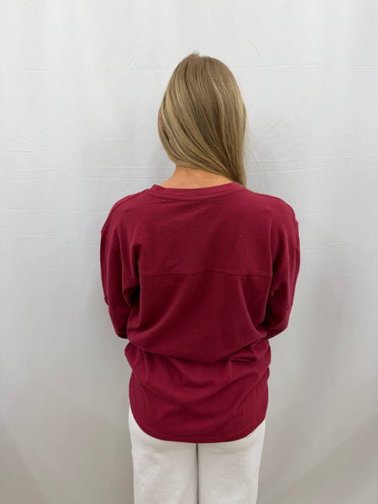RDG62400SLD Royce Long Sleeve Oversized Stadium Tee Garnet
