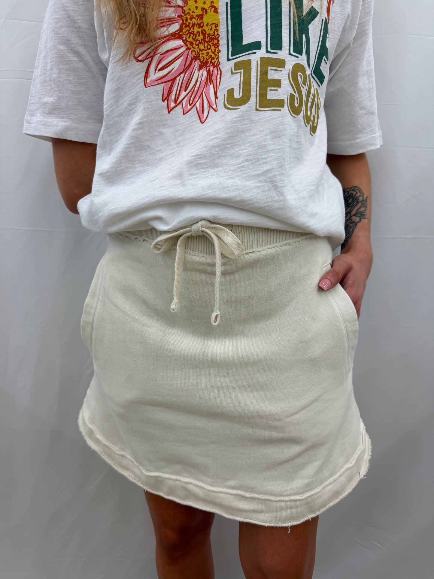 RDG68A98SLD Royce Duo Melange Fleece Skort Ivory