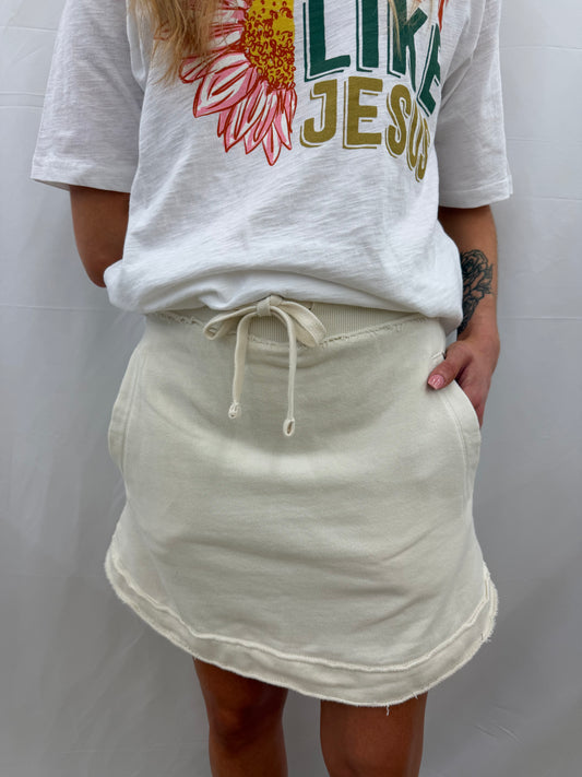 RDG68A98SLD Royce Duo Melange Fleece Skort Ivory