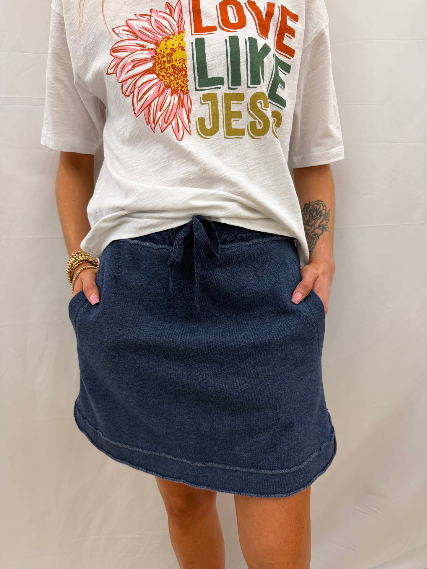RDG68A98SLD Royce Duo Melange Fleece Skort Navy