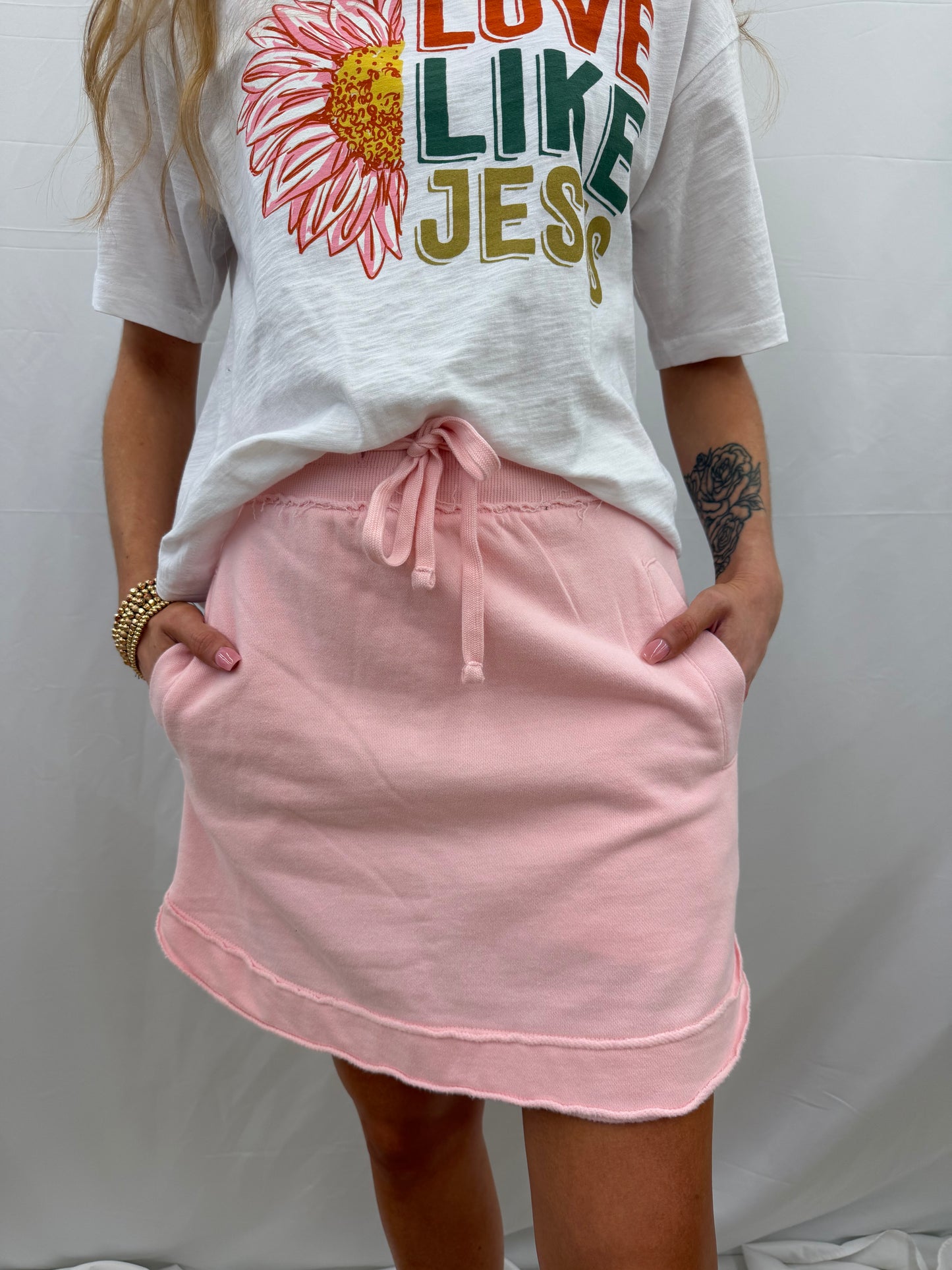 RDG68A98SLD Royce Duo Melange Fleece Skort Beach Pink