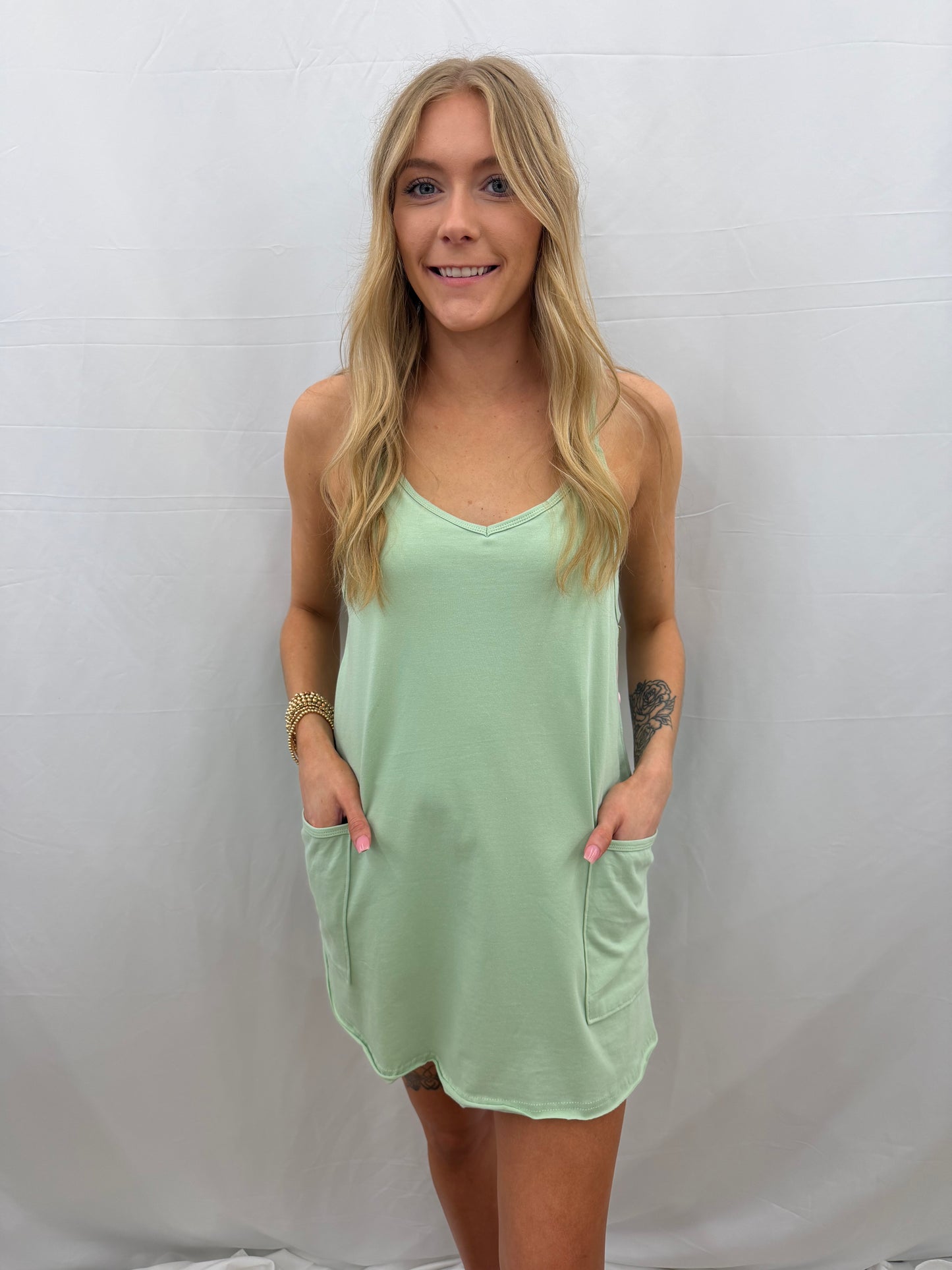 PP-0126-DRS-TARA-SAGE Simply Southern Tara Romper Dress Sage