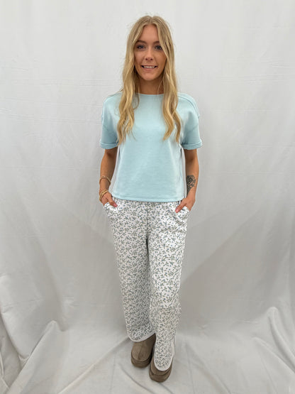 PP-0126-PNT-PNTCK-ROBFLR Simply Southern Robin Egg Floral Pants
