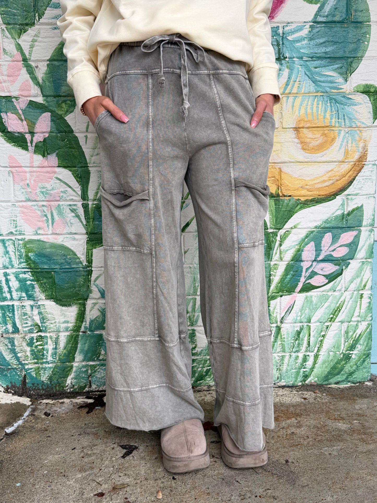 Easel Trendy Tales Wide Leg Ginny Pants Ash