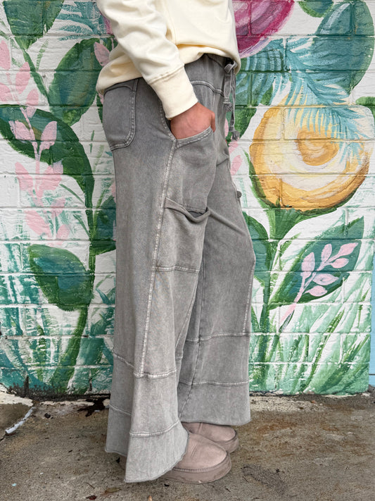 Easel Trendy Tales Wide Leg Ginny Pants Ash