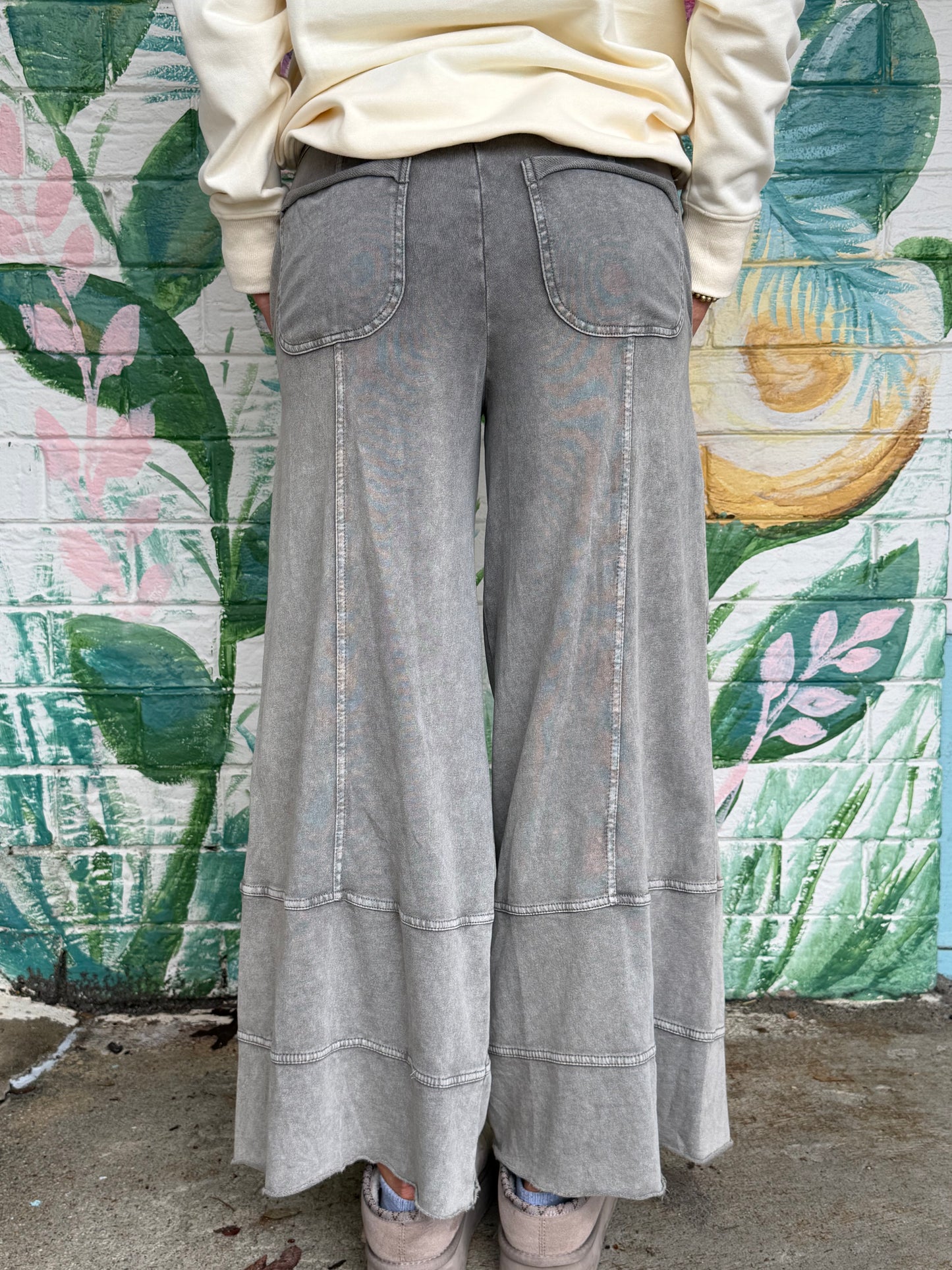 Easel Trendy Tales Wide Leg Ginny Pants Ash