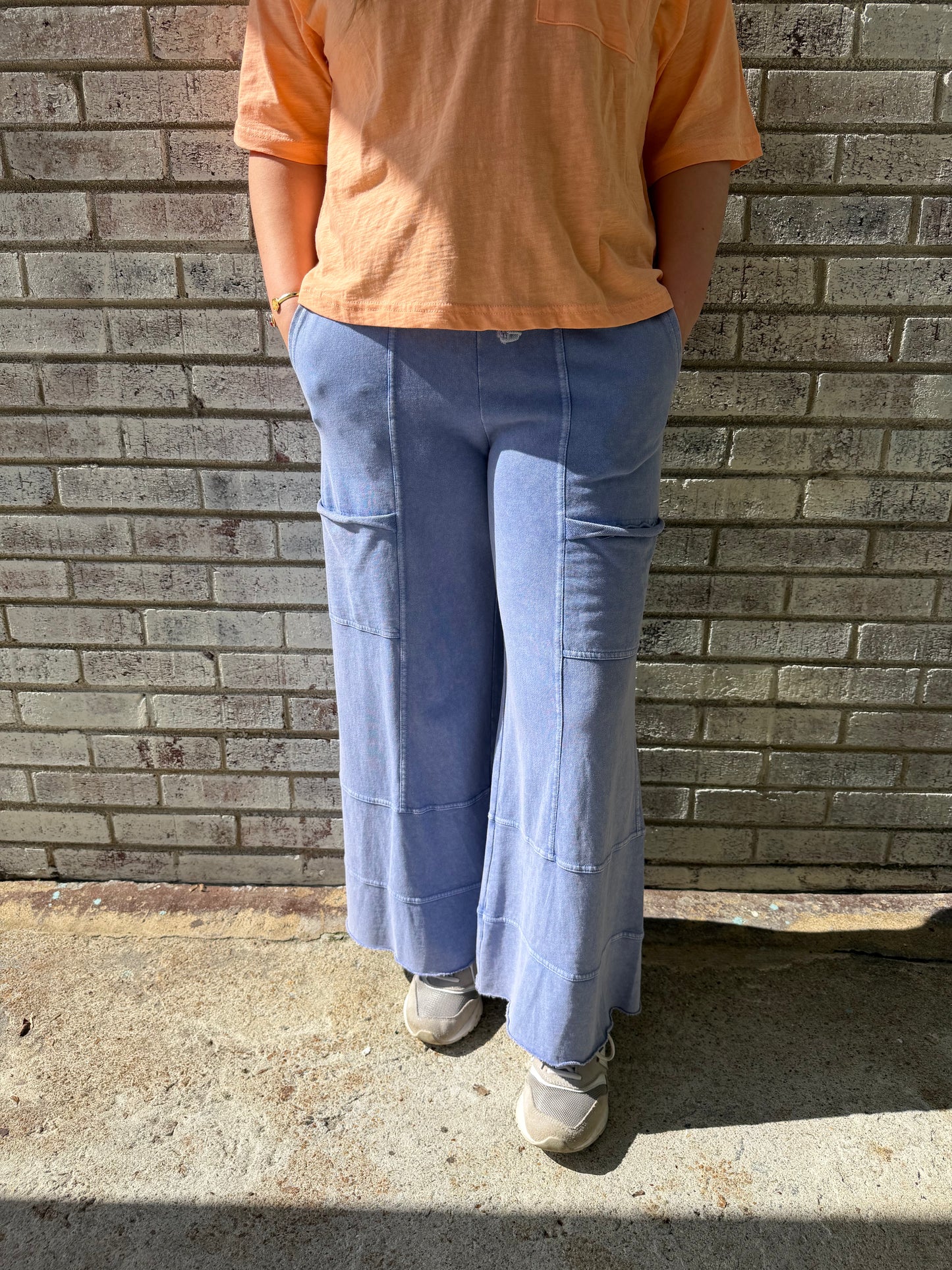 Easel Trendy Tales Wide Leg Ginny Pants in Misty Blue