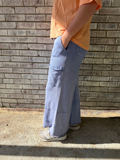 Easel Trendy Tales Wide Leg Ginny Pants in Misty Blue