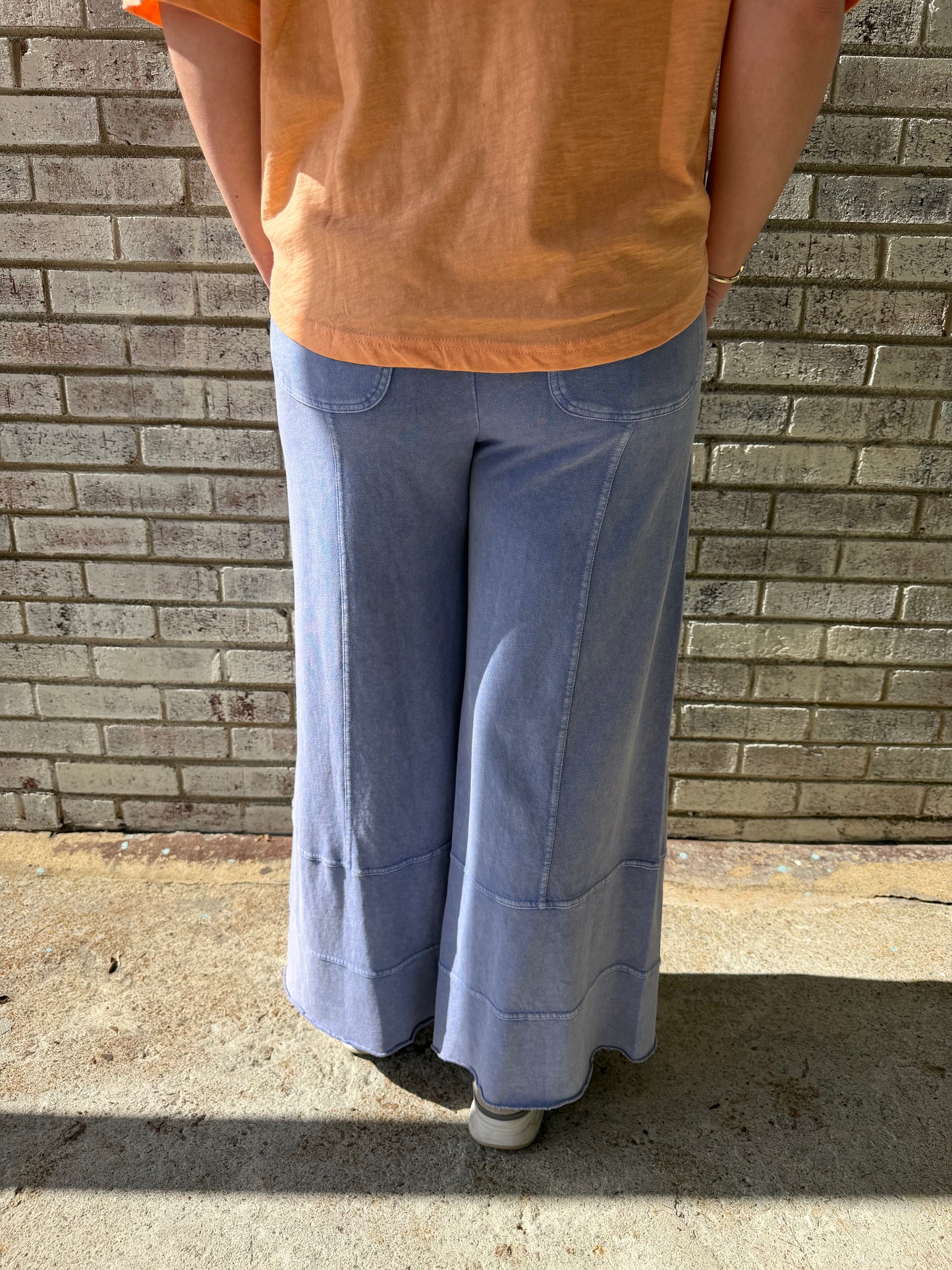 Easel Trendy Tales Wide Leg Ginny Pants in Misty Blue