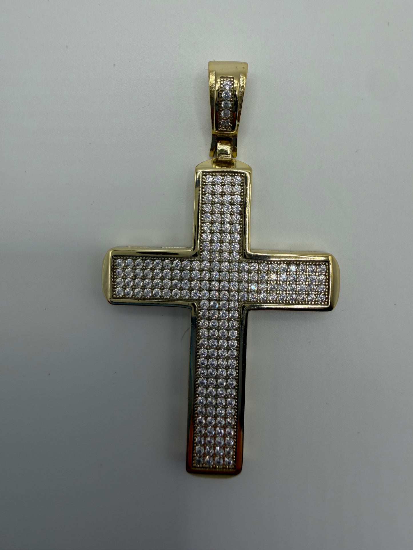 Sterling Silver Gold Plated CZ Cross Charm