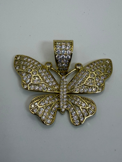 Gold Plated Sterling Silver CZ Butterfly Charm