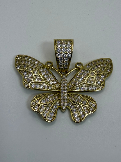 Gold Plated Sterling Silver CZ Butterfly Charm