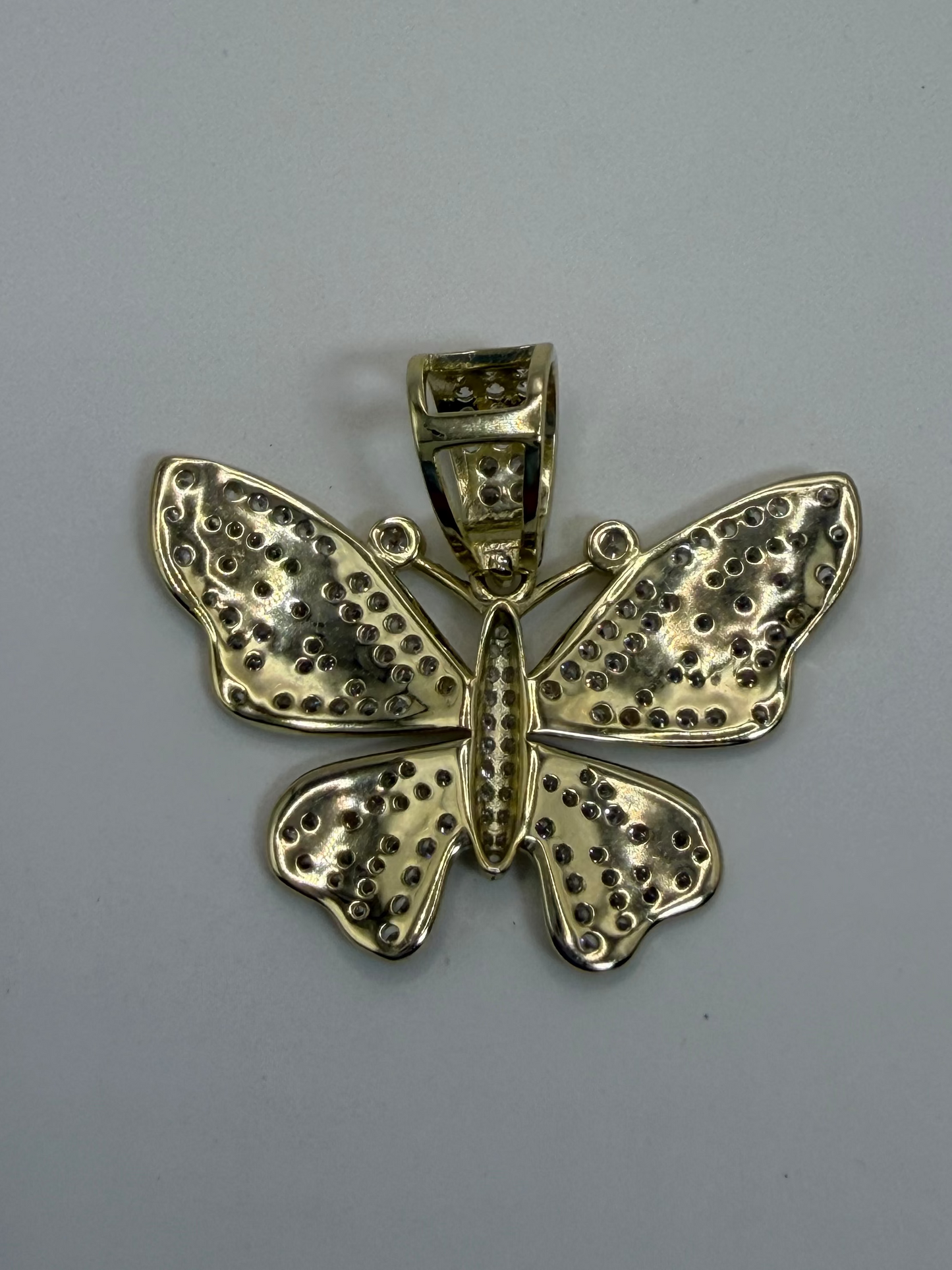Gold Plated Sterling Silver CZ Butterfly Charm