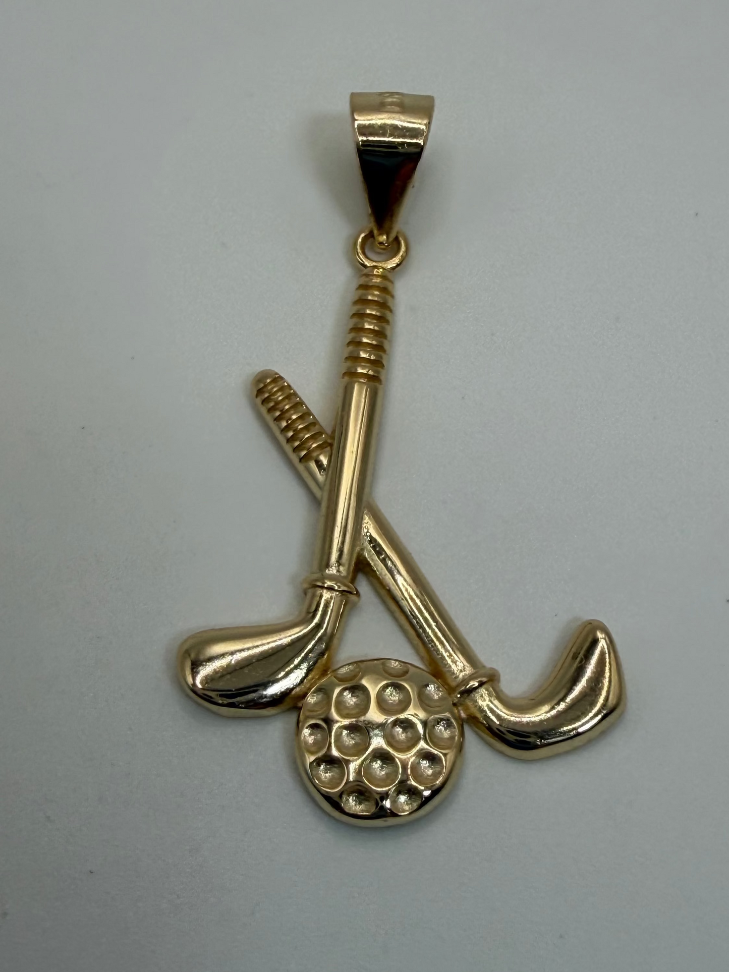 Gold Plated Sterling Silver Golf Pendant Golf Club & Golf Ball