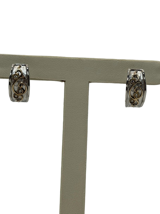 EG11133MX5JJ Sterling Silver Earrings with 18k Gold Vine Design .09CTTW Natural Diamonds