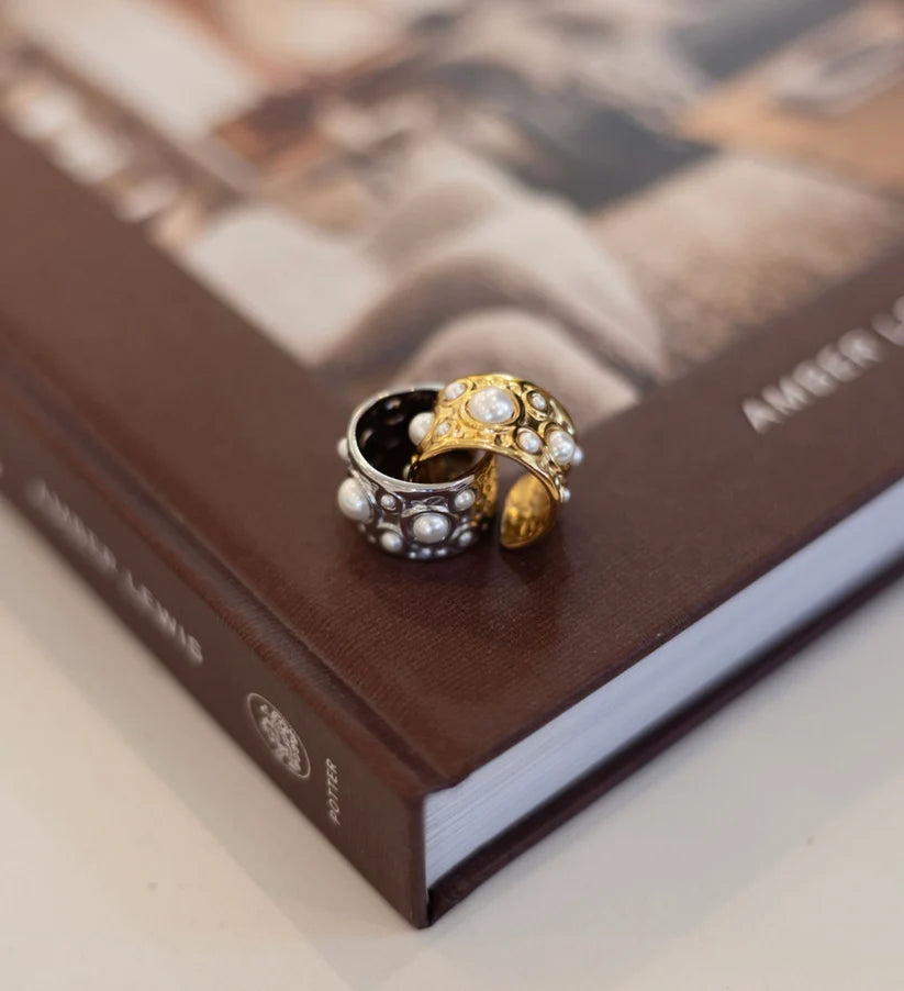 Chansuttpearls The Bella Ring Stainless Steel Water Resistant Silver Tone 0